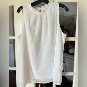 Elegant White Sleeveless Dot Top L / XL